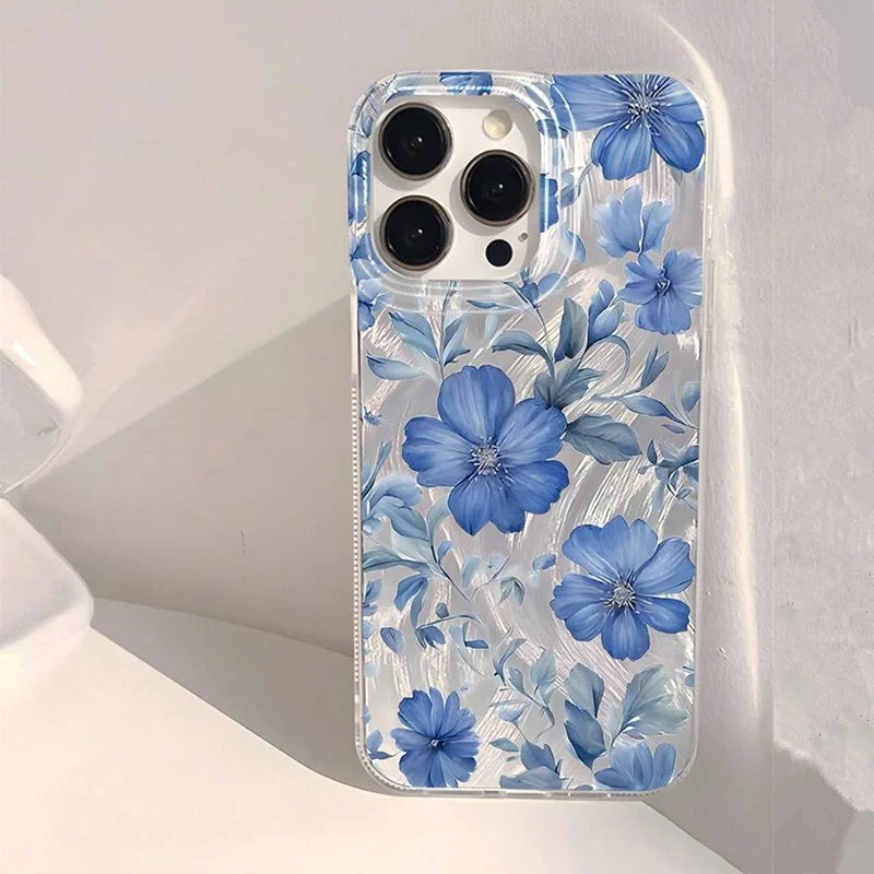 Pink Peach Flower Glitter Case for iPhone 17 16 15 14 13 12 11 Pro Max Plus