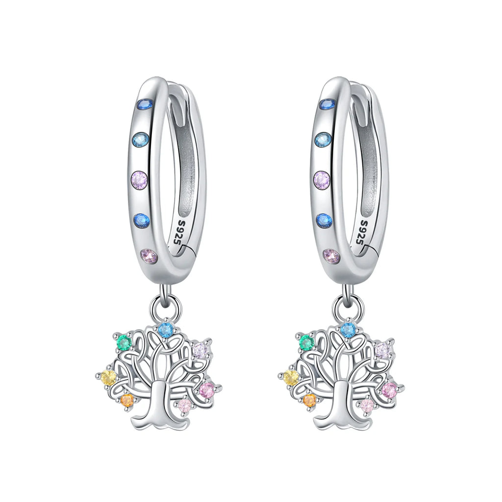 925 Sterling Silver Crystal Circular Eardrops Fashion Versatile Drop Earrings