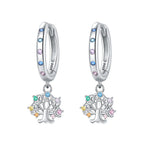 925 Sterling Silver Crystal Circular Eardrops Fashion Versatile Drop Earrings