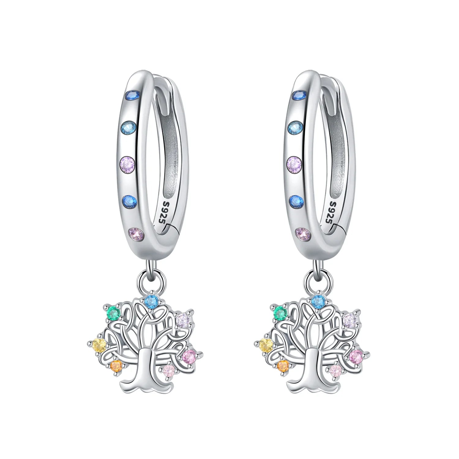 925 Sterling Silver Crystal Circular Eardrops Fashion Versatile Drop Earrings