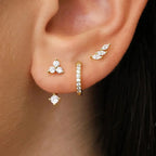 3 Pairs Exquisite Zircon Little Huggies Hoop Earrings Set Steel