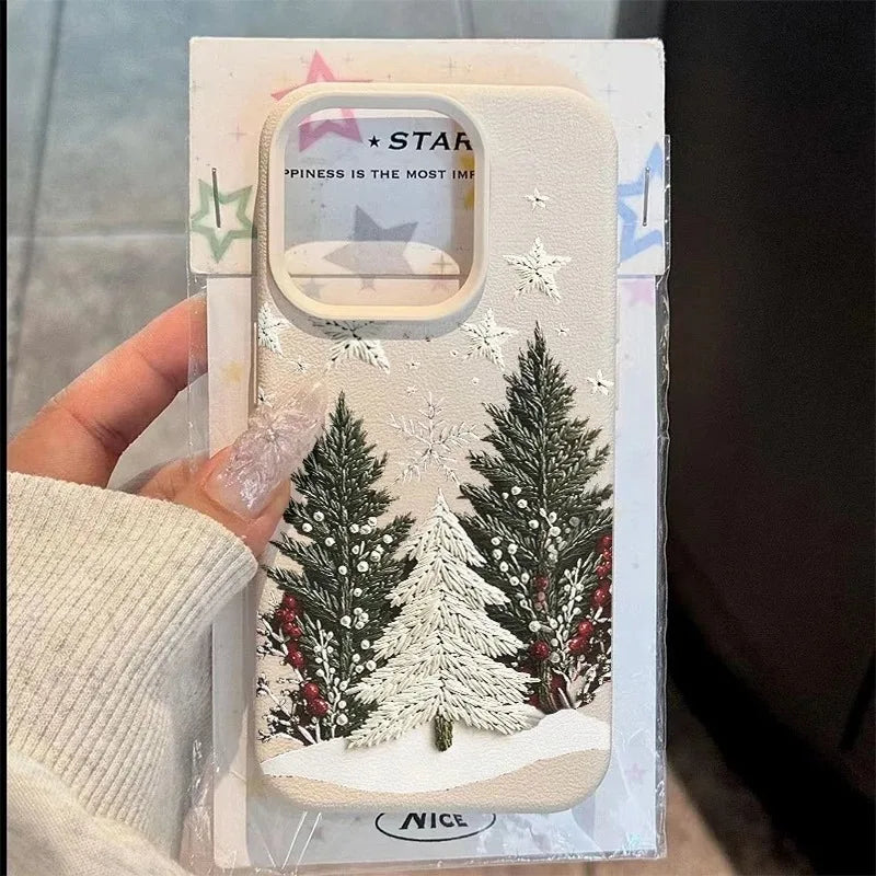 Christmas Tree Lychee Case for iPhone 17 16 15 14 13 12 Pro Max