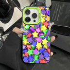 Colourful Star Matte Laser Case for iPhone 16 15 14 13 12 Pro Max