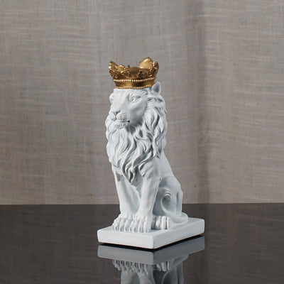 18cm Golden Crown Lion King Statue Nordic Handicraft Office Decoration Art Sculpture