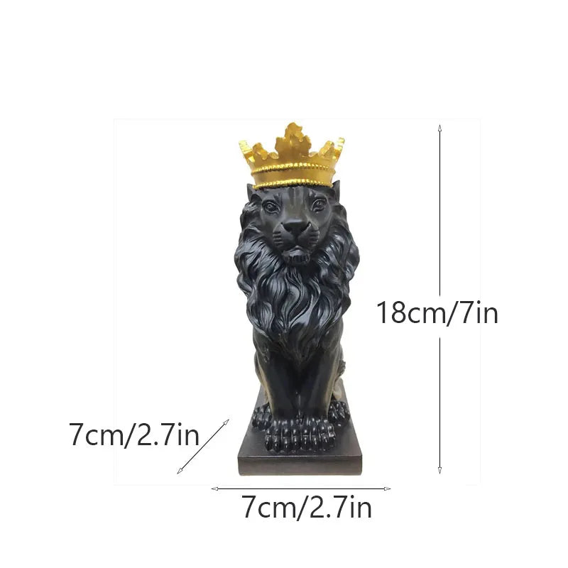 18cm Golden Crown Lion King Statue Nordic Handicraft Office Decoration Art Sculpture