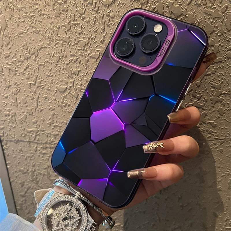 Fashion Honeycomb Building Block IMD Case for iPhone 16 15 14 13 Pro