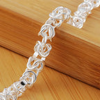 925 Sterling Silver Classic Circle Chain Bracelet Men Women Wedding Gift