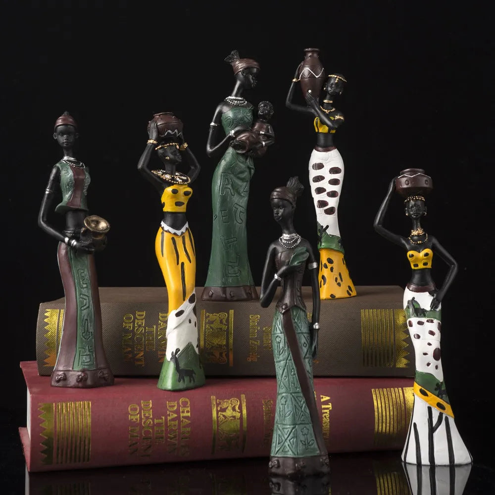 3pcs/set Black Woman Figurines 19cm Resin Figure African Sculptures Best Friends Gift