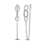 925 Sterling Silver Tassel Zircon Ear Studs Sparkling Hoop Earrings Gift