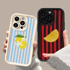 Lemon Cool Stripe Case for iPhone 17 16 15 14 13 12 11 Pro Max XS XR 7 8 Plus