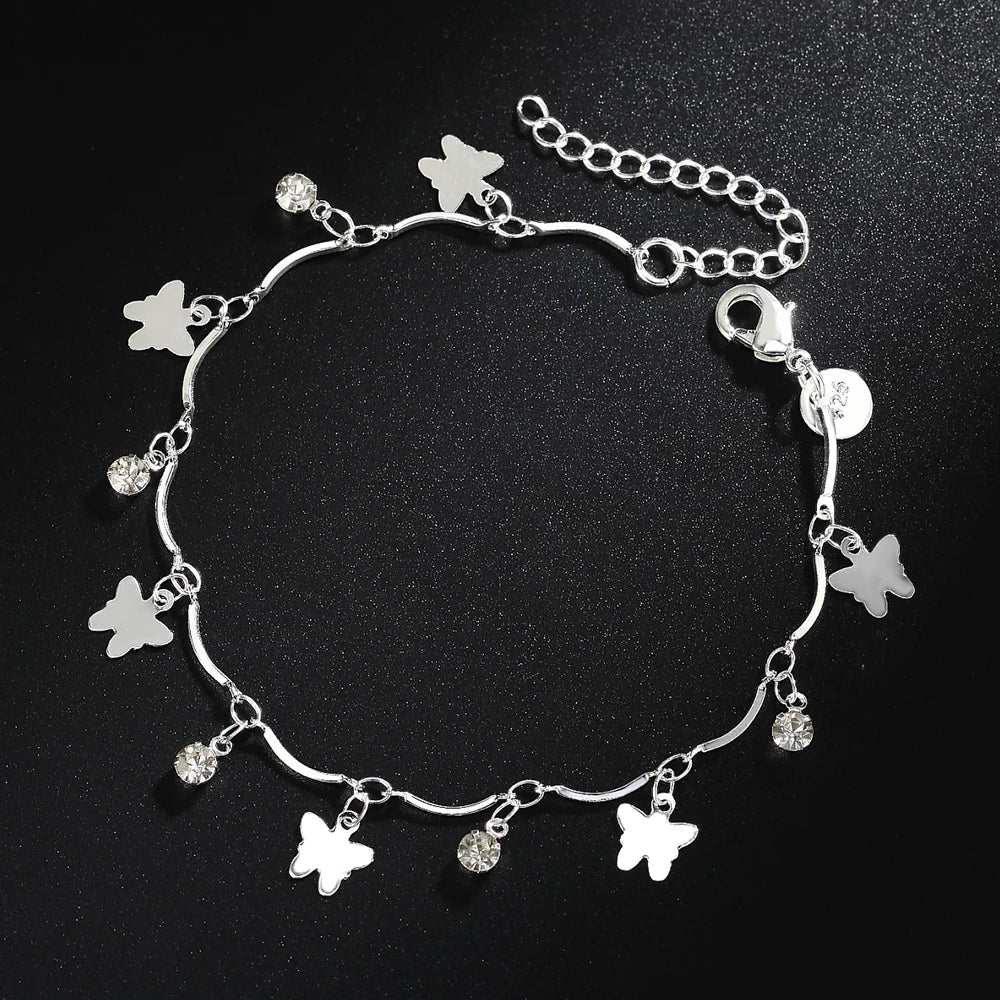 Zircon Butterfly Chain Bracelet 925 Sterling Silver Elegant Wedding Jewellery