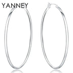 925 Sterling Silver 50mm Simple Circle Earrings Women Engagement Hip Hop Gift