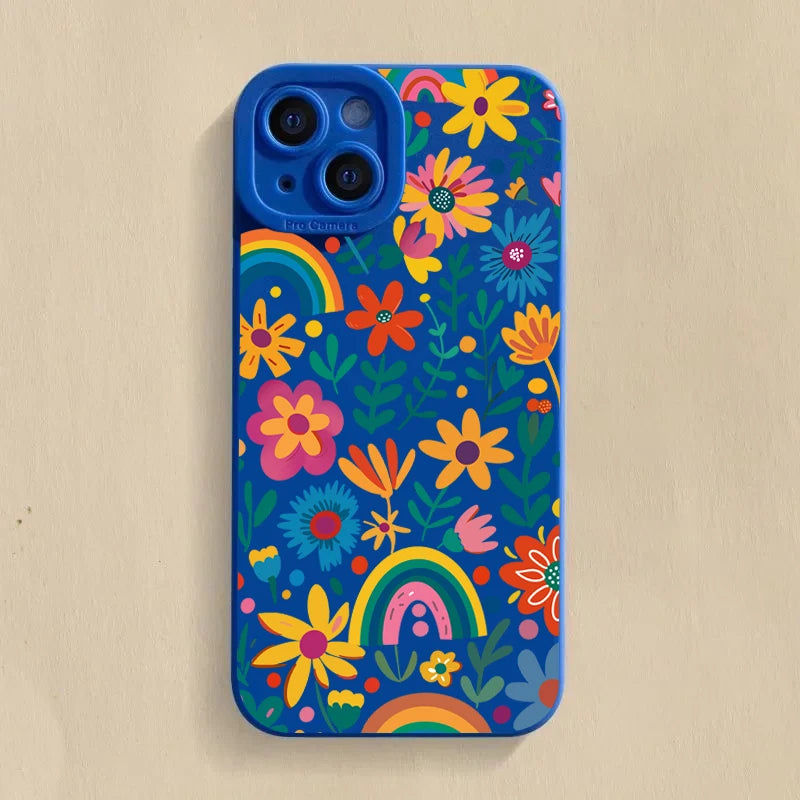 Colourful Flowers Rainbow Case for iPhone 16 15 14 13 12 Pro Max