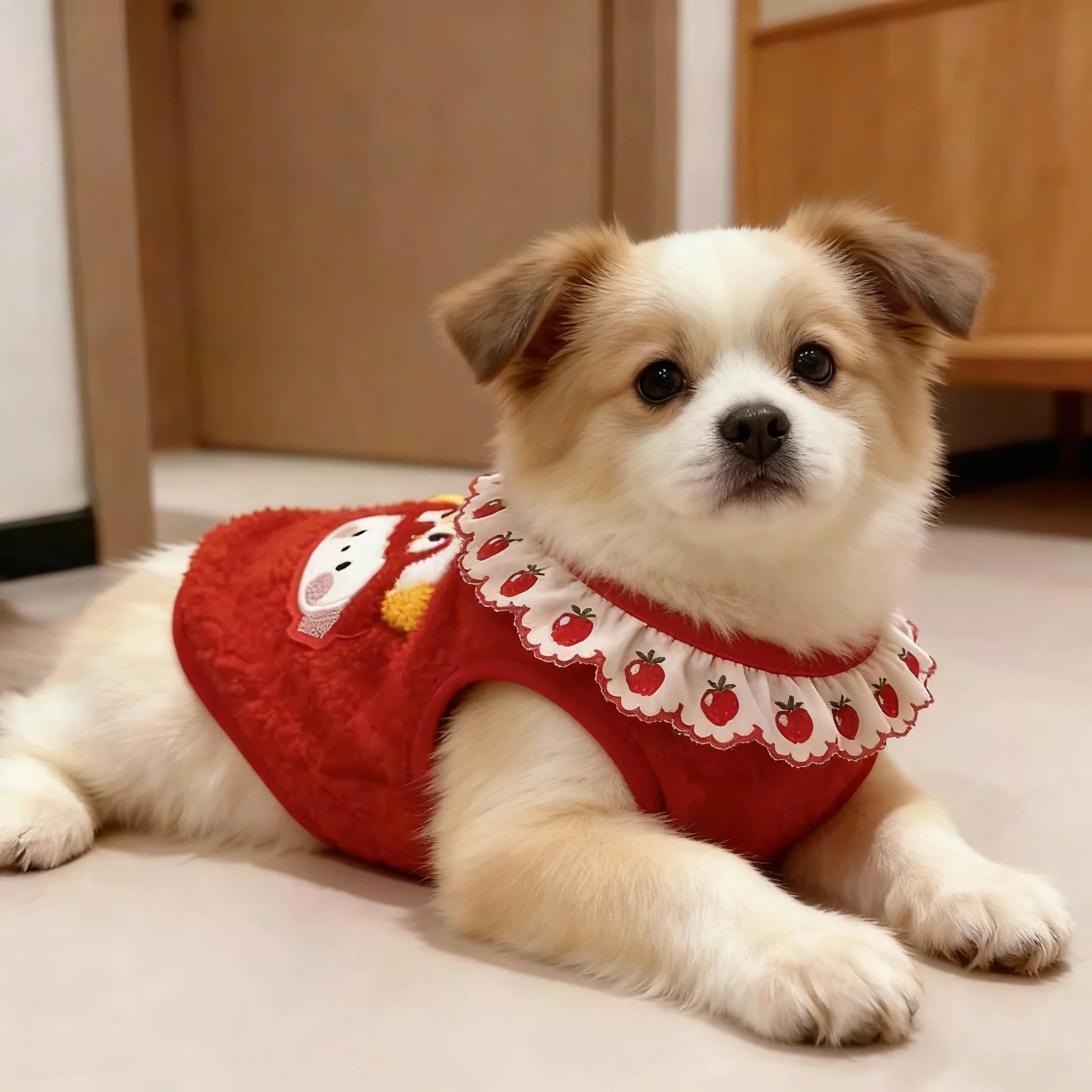 Festive Red Pet Vest! Cute  Valentine Dog Cat Coat, Soft Plush Puppy Kitten Sweater with Bow Tie, Warm Cozy Outfit for
