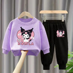 Sanrio Kuromi Girls Sweatshirt and Trousers 2-Piece Set Casual Tracksuit
