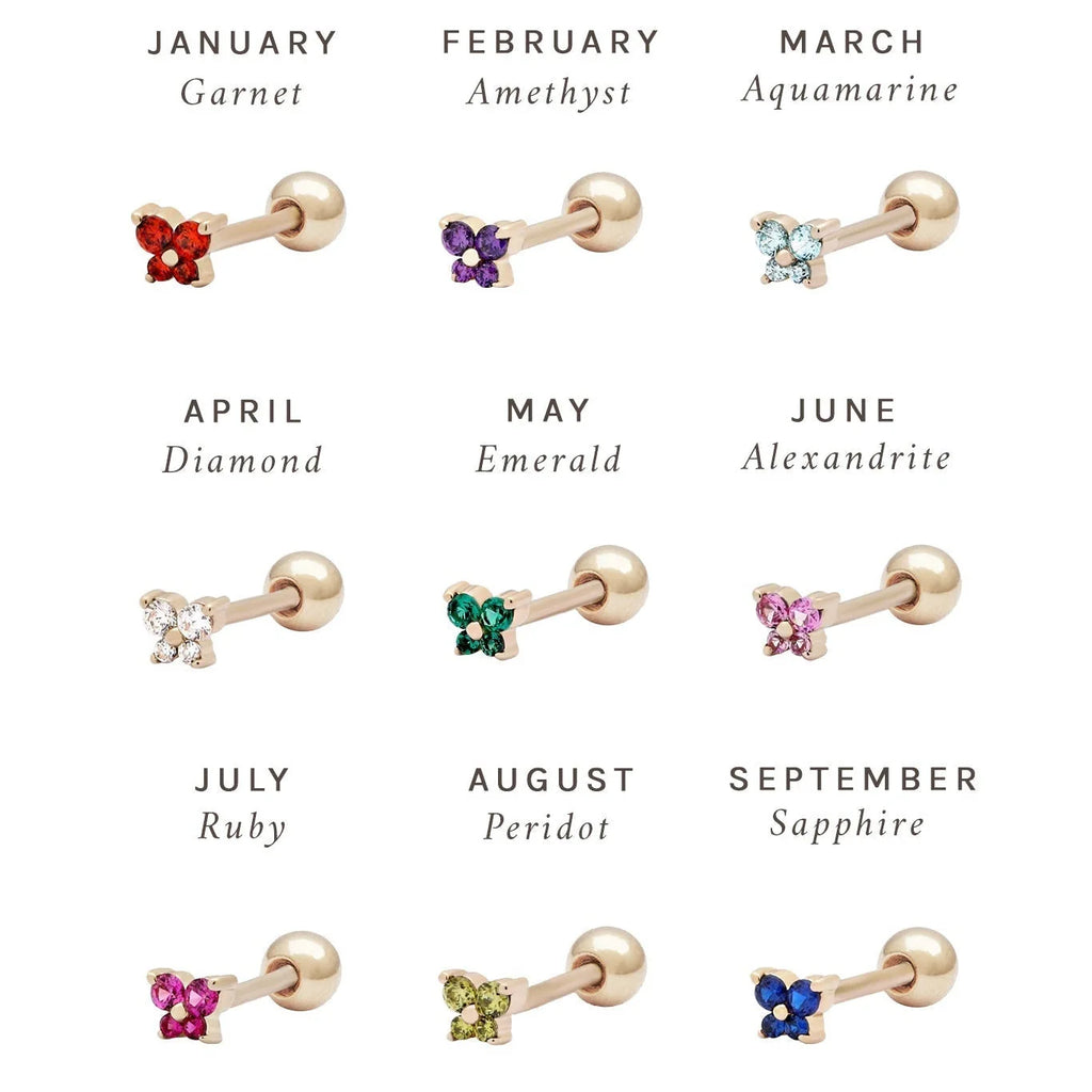 1PC Stainless Steel Birthstone Mini Stud Earrings 12 Constellation