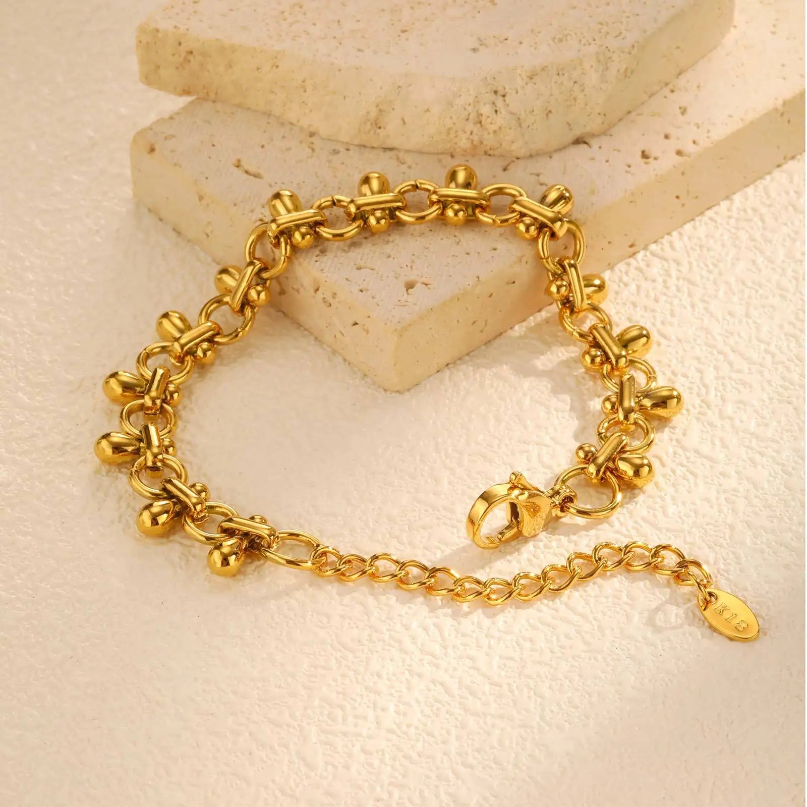 316L Stainless Steel Chunky Chain Bracelet for Women, 18k Gold Plated Waterproof Stackable Jewelry