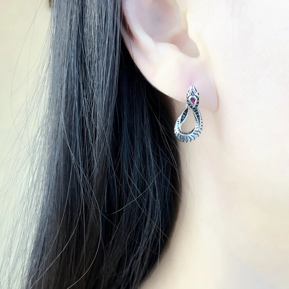 Snake Hinged Hoop Earrings 925 Sterling Silver Romantic Seductive Gift