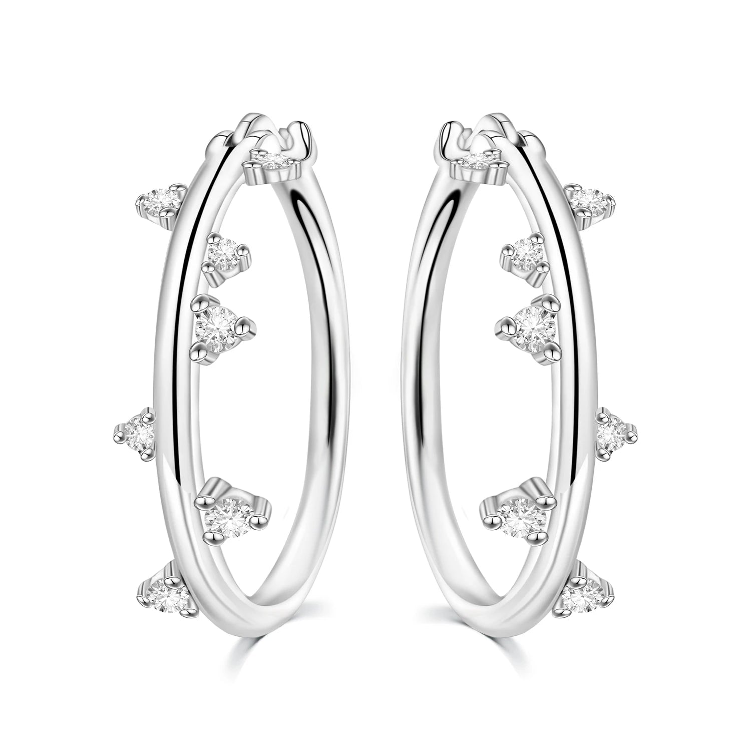 925 Sterling Silver Minimalist Staggered Circular Hoop Earrings Birthday Gift