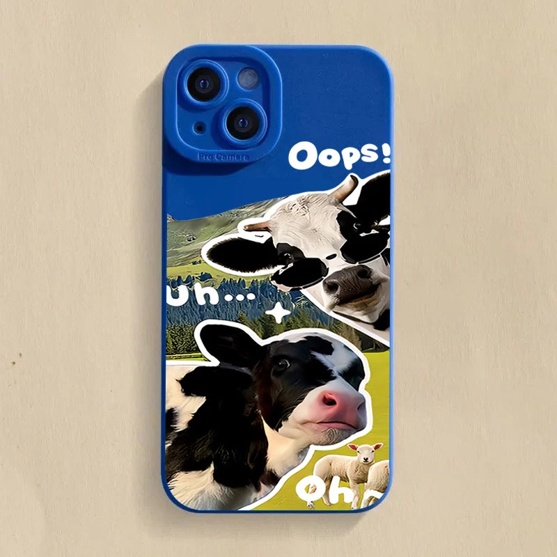 Korean Cute Sunglasses Cow Case for Redmi Note 13 12 11 Pro Plus
