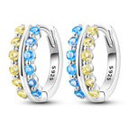 925 Sterling Silver Purple Inlaid Stone Versatile Hoop Earrings Birthday Gift
