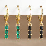 1 Pair Stainless Steel Colourful Zircon Square Dangle Earrings Punk