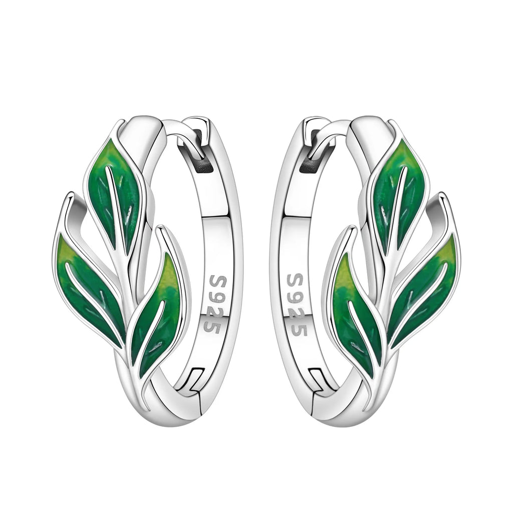 925 Sterling Silver Green Bell Orchid Ear Studs Hoop Earrings Trendy Gift