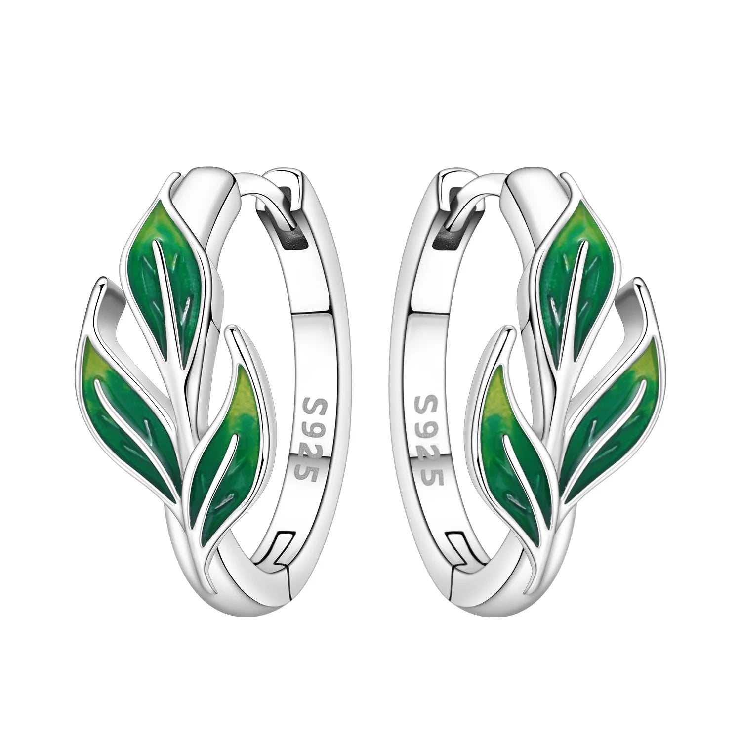 925 Sterling Silver Green Bell Orchid Ear Studs Hoop Earrings Trendy Gift