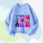 K-pop Girls Cartoon Print Long Sleeve Pullover Breathable O-Neck Sweatshirt