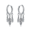 925 Sterling Silver Dreamcatcher Feather Ear Studs Hoop Earrings Jewellery Gift