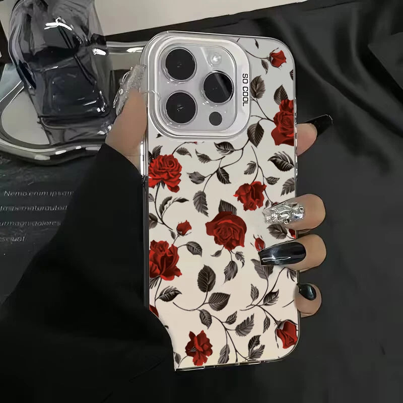 Retro Red Rose Matte Laser Case for Samsung Galaxy A15 A35 A55 S24