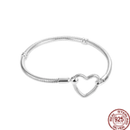 925 Silver 17-20CM Heart Pave Zirconia Original Bracelets Infinity Bracelet Fit DIY Charms Bead Birthday Jewelry Gifts Hot Sale