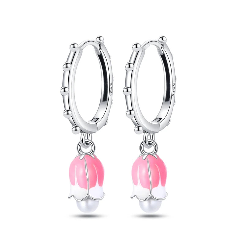 925 Sterling Silver Blue Iris Flower Drop Earrings Anniversary Jewellery Gift
