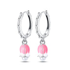 925 Sterling Silver Blue Iris Flower Drop Earrings Anniversary Jewellery Gift