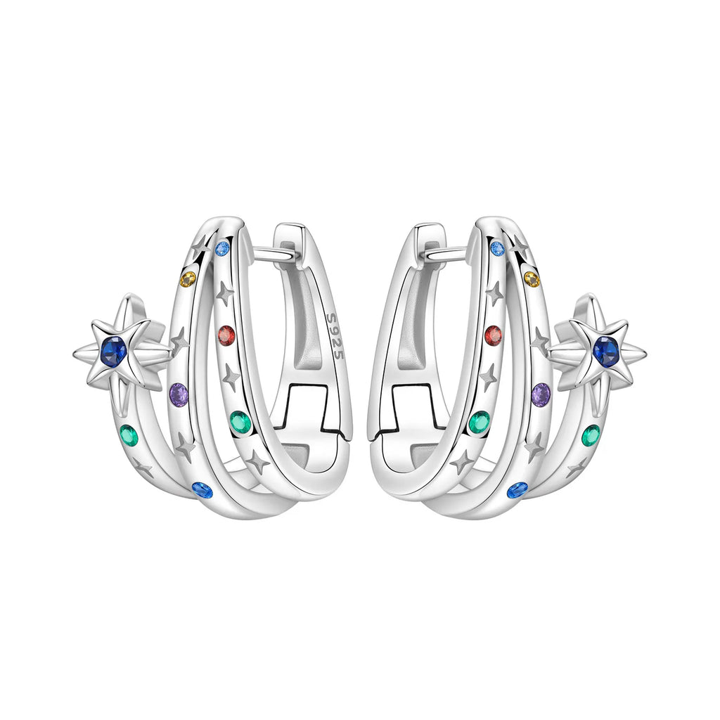 925 Sterling Silver Moon Tassel Versatile Hoop Earrings Fine Birthday Gift
