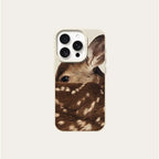Cute Sika Deer Lychee Case for iPhone 17 16 15 14 13 12 Pro Max