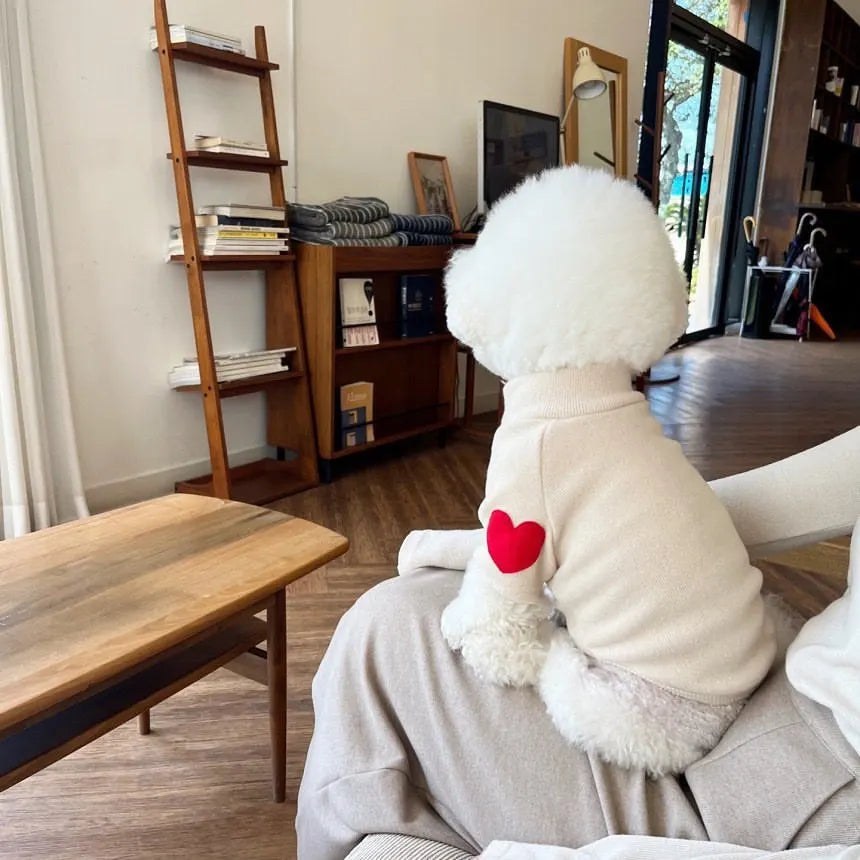 Love Heart Pet Hoodie Soft Warm Dog Cat Pullover Winter Clothing Gift