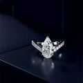 925 Sterling Silver New Light Luxury Water Drop Cube Zirconia Ring Engagement Personalized Gift
