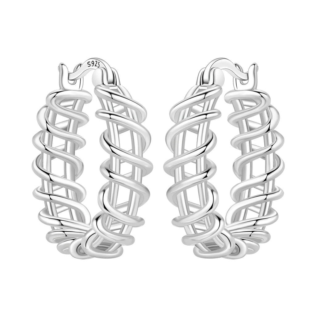 925 Sterling Silver Minimalist Designed Hoop Earrings Fine Birthday Gift