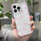 Cute Pink Bow Clear Case for Samsung Galaxy S25 S24 Ultra S23 Plus FE A55