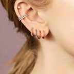 Simple Stainless Steel Huggie Small Hoop Earring 8mm Zirconia Piercing