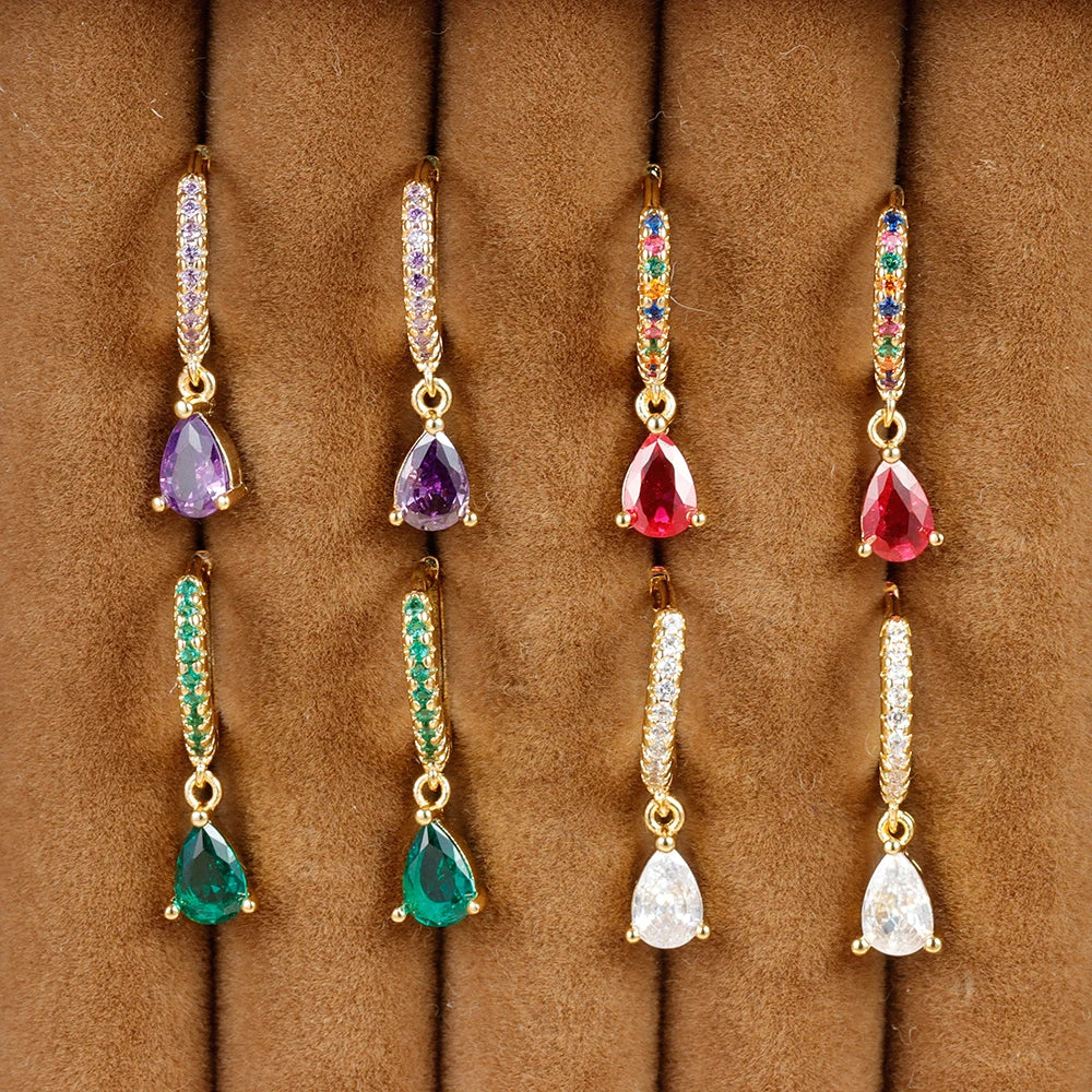 New Design Stainless Steel Small Hoop Earring Colourful Zirconia