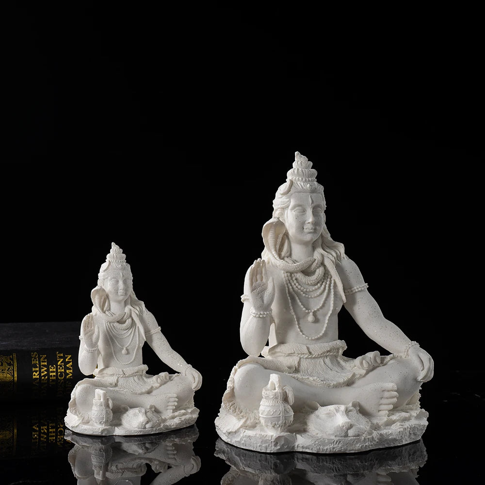 13cm Sandstone Shiva Statue Yoga Figurine Ornament Zen Meditation India Religion