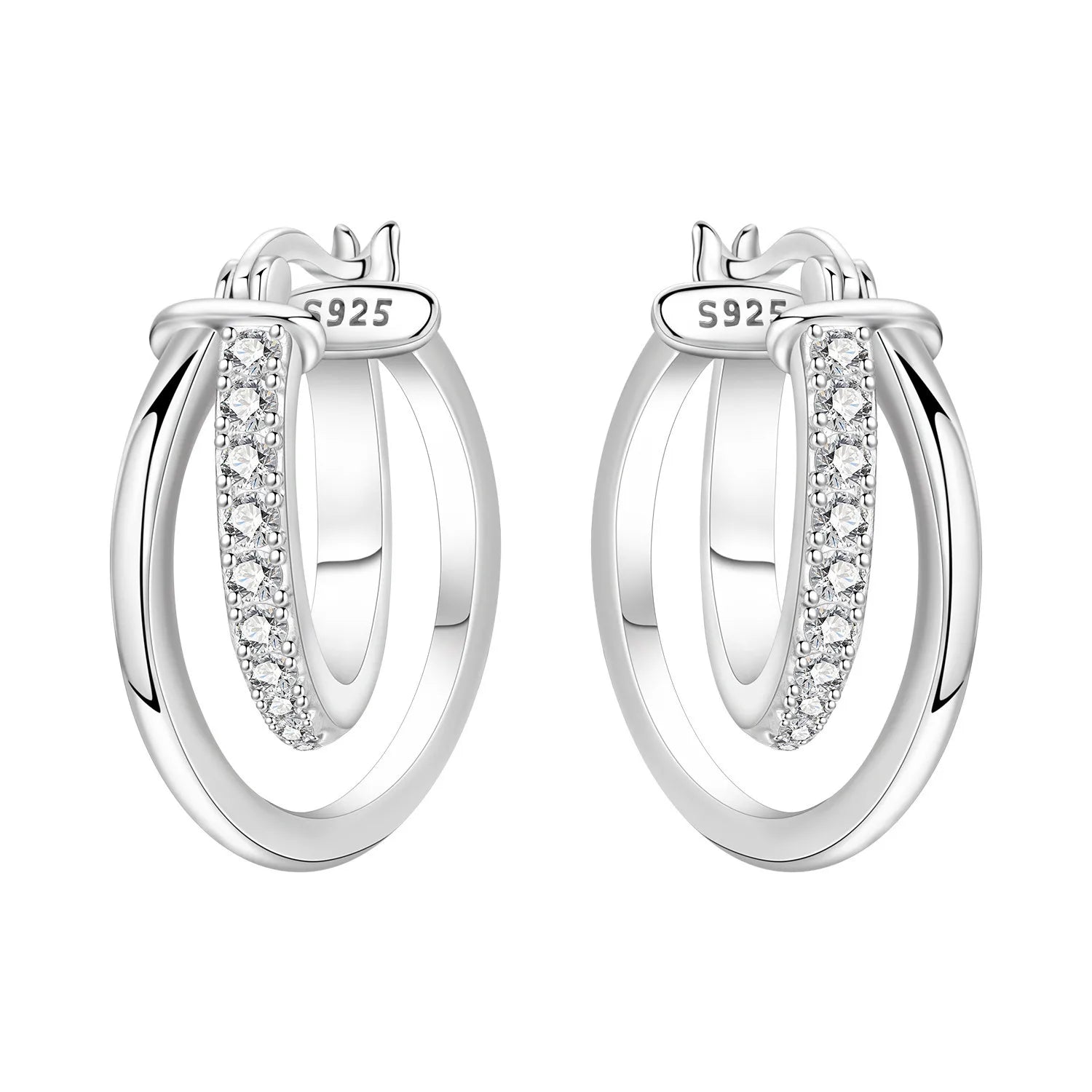 925 Sterling Silver Retro Grass Pattern Versatile Hoop Earrings Birthday Gift
