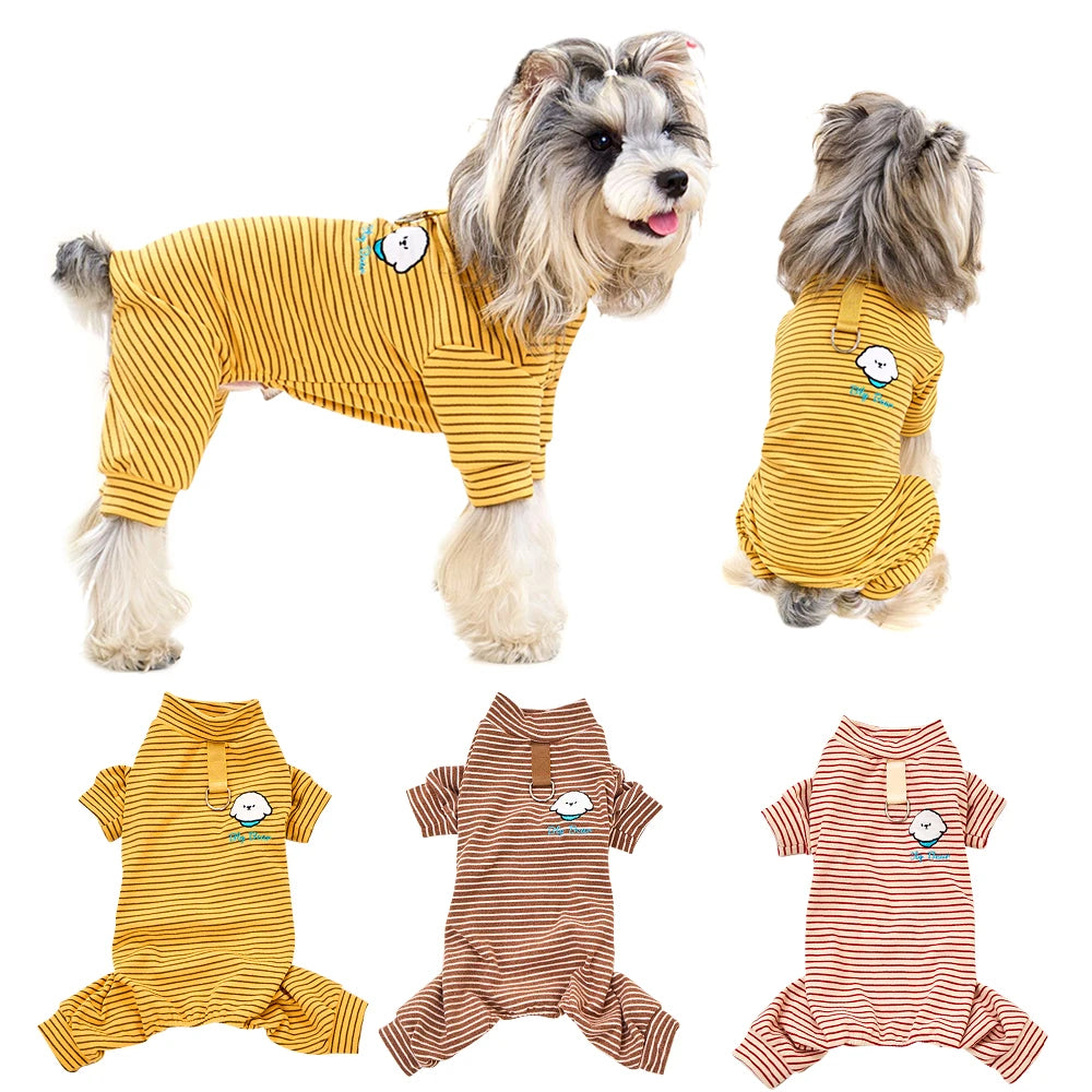 Polar Fleece Striped Bodysuit 4-Legged Winter Pajamas Small Medium Dogs