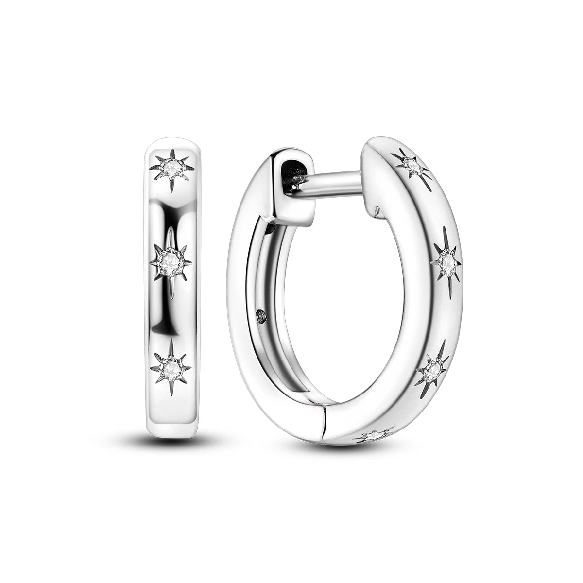 925 Sterling Silver Vintage Patterned Stone Inlaid Hoop Earrings Trendy Gift