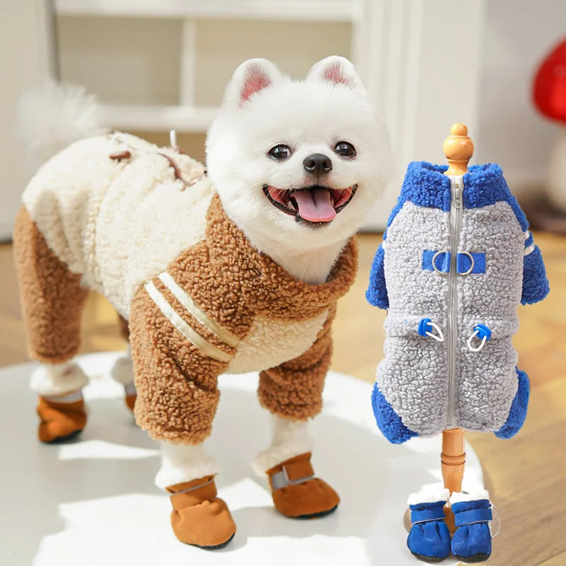 Back Closure Dog Jacket Stylish Winter Coat Warm Zip Up Puppy Outdoor Wear