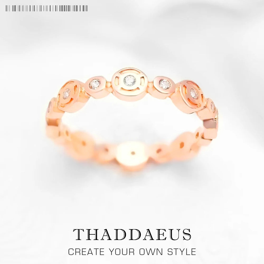 Round Circles Rose Gold Ring 925 Sterling Silver Spring Romantic Jewellery