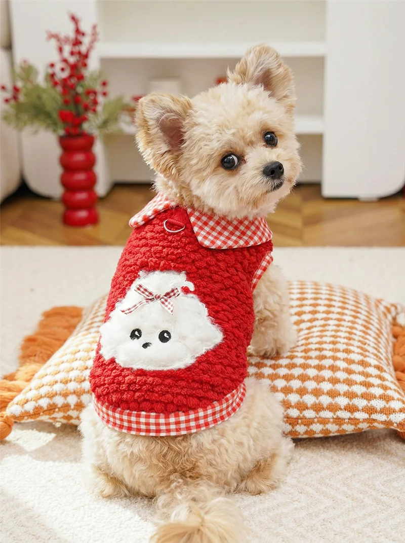 Fashion Pet Clothes Warm Fleece Dog Vest, Stylish Thick Plush Puppy Coat for Small Medium Dogs, Cute Cat Jacket Outfits