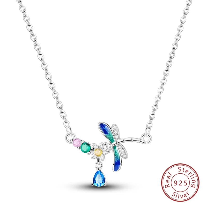 925 Sterling Silver Luminous Firefly Heart Shaped Zircon Pendant Necklace For Women Fashion Anniversary Birthday Jewelry Gifts